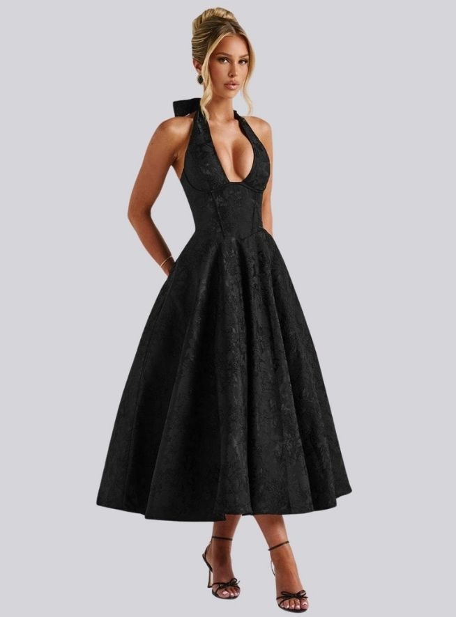 Midnight Muse Dress – Black Jacquard