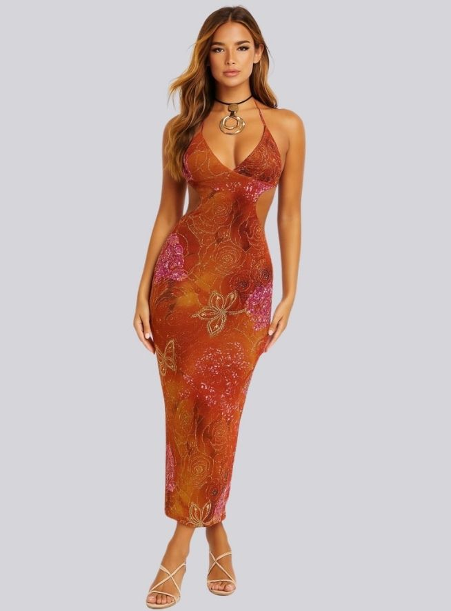 Robe Esmeralda – Cristal Halter