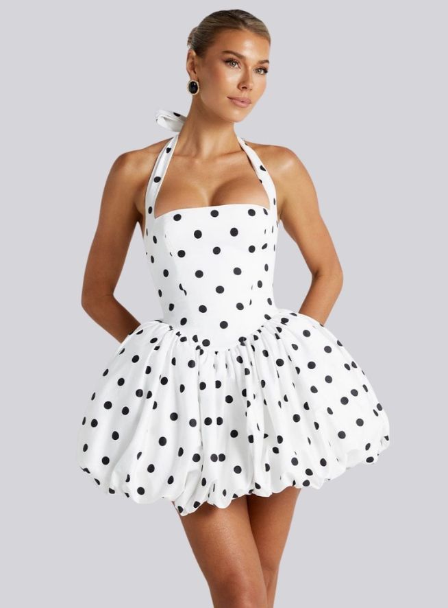 Robe Maricia Mini – Imprimé pois noir