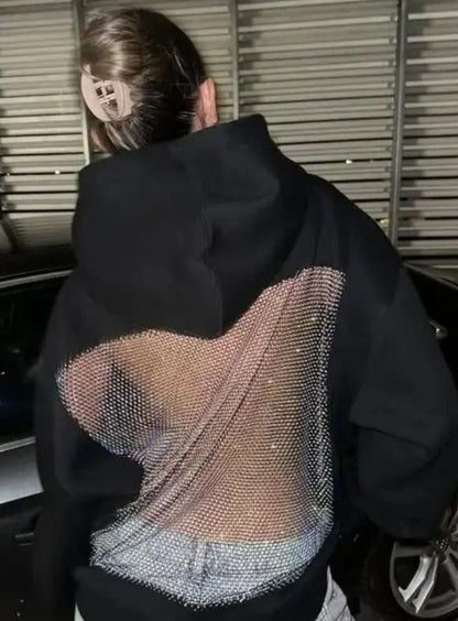 Crystal Mesh Back Hoodie