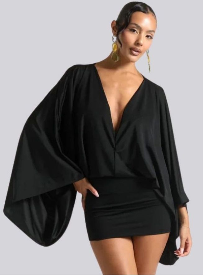 Robe Isla – Manches Chauve-souris Drapées