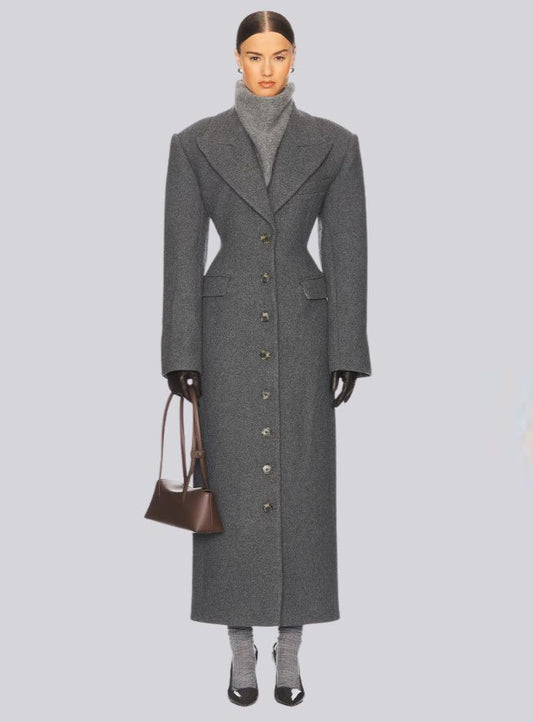 Krys - Manteau Long Tailleur Sculptural
