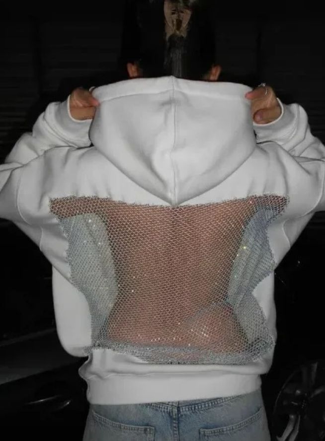 Crystal Mesh Back Hoodie