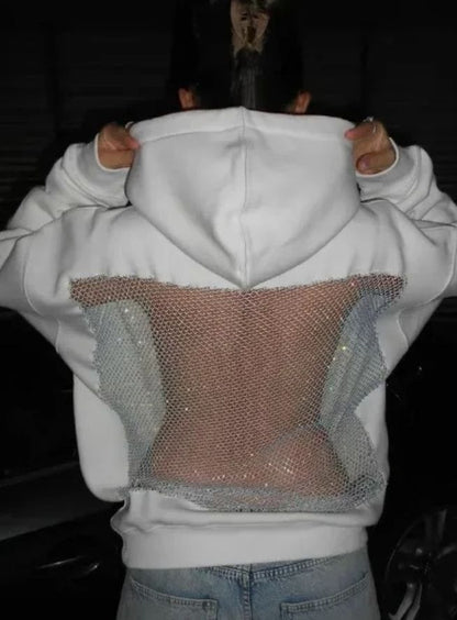 Crystal Mesh Back Hoodie