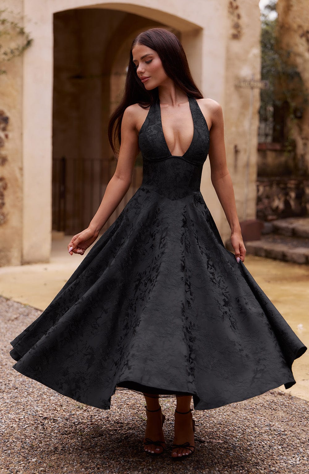 Midnight Muse Dress – Black Jacquard