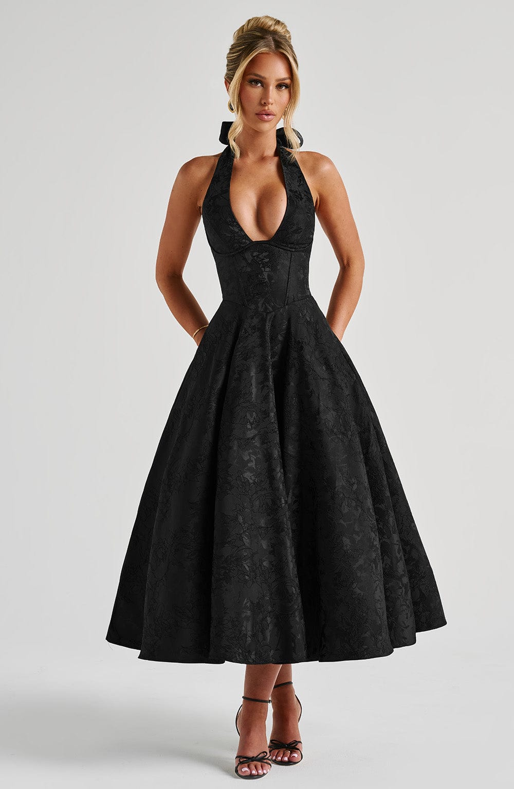 Midnight Muse Dress – Black Jacquard
