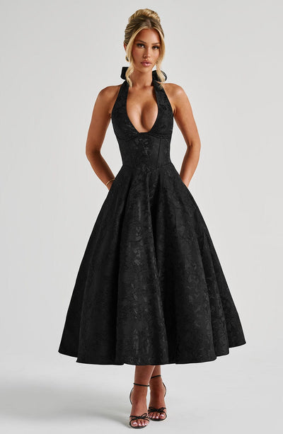Robe Midnight Muse – Jacquard Noir