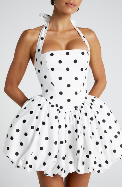 Robe Maricia Mini – Imprimé pois noir