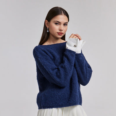 Pull Maille Douce Bleu Marine
