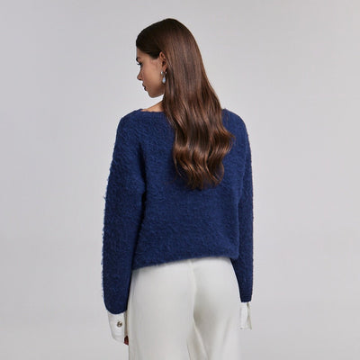 Pull Maille Douce Bleu Marine